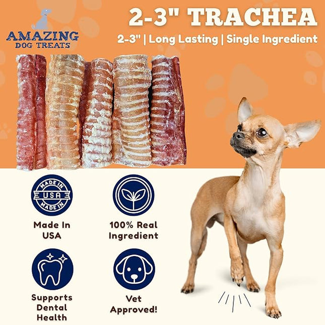 Amazing Dog Treats - 2-3 Inch Beef Trachea Rings (50 pcs/pck) - Premium Dog Chews- Great for Small Size Dogs - Excellent Source of Glucosamine and Chondroitin- Great for All Breeds