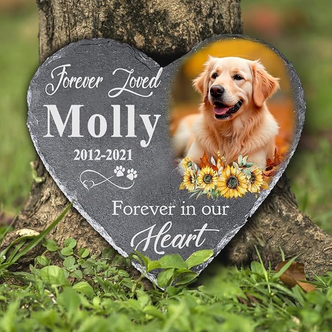 Gabita Custom photo Dog Memorial Stone, Pet Memorial Gifts for Dogs, Dog Memorial Stone, Personalized Pet Grave Markers Headstone Cemetery Decorations for Pet new 2