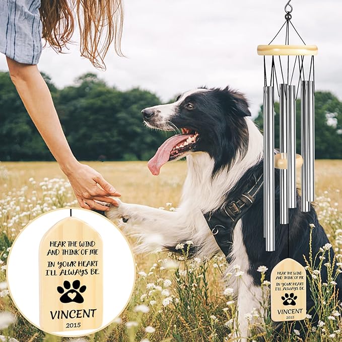 Dog Memorial Gifts, Jocidea Personalized Pet Memorial Wind Chime, Loss of Dog Sympathy Gift, Pet Remembrance Gifts, in Memory of Dog Cat, Loss of Pet - Pet Loss Gift