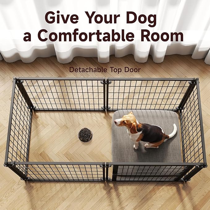 48 inch Metal Wire Small Medium Dog Crate with Tray, Double Door, Puppy Dog Playpen for Yard Indoor Outdoor Use,XL Dog Cage Kennel (48" L x 23.6" Wx23.6 H)