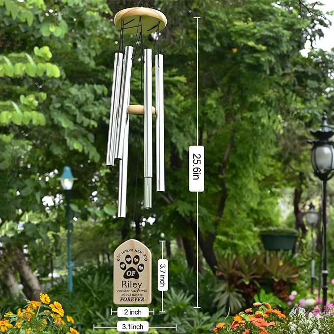 Pet Memorial Wind Chime, Personalized Pet Memorial Gifts, Pet Loss Sympathy Gift, Dog Memorial Gifts for Loss of Dog, Bereavement Gifts for Loss of Pet, in Loving Memory Dog