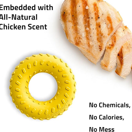 Playology Dog Toys | Dual Layer Ring Durable Chew Toy for Aggressive Chewers | Medium Chicken Scented Toy - Easy to Clean and Made from Non Toxic Materials