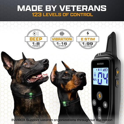 INVIROX Dog Training Collar for Large Dog X2 [2026 Edition] 123 Levels Dog E Collars 1100yd Range, 100% Waterproof, Rechargeable Electric Collars for Medium Dogs, E Collar for Large Dogs