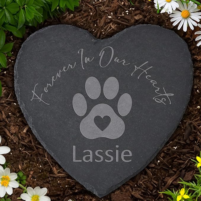 Personalized Pet Memorial Stone, Dog Memorial Gifts for Loss of Dog, Pet Loss Gifts, Pet Memorial, Loss of Dog Sympathy Gift, Dog Remembrance Gift, Pet Bereavement Gifts - Paw Print in Our Hearts