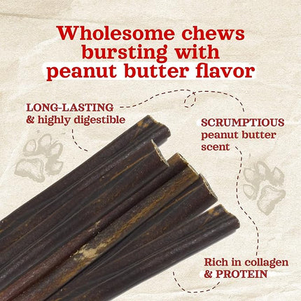 Natural Farm Peanut Butter Flavor Collagen Sticks for Dogs (6 Inch, 25 Count), Long-Lasting Beef Collagen Sticks, Rawhide Alternative Chews with Chondroitin & Glucosamine, Low-Fat Dental Treats