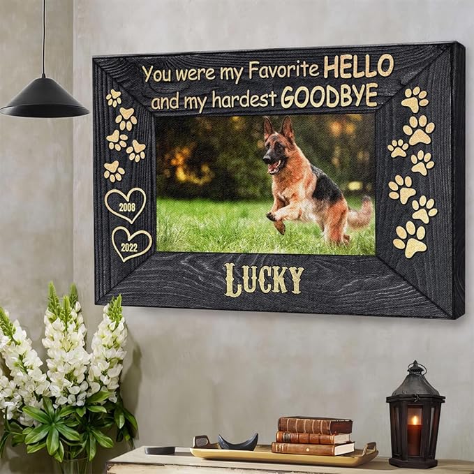 Dem Canvas Personalized Photo Canvas, Dog Loss Gifts, You Were My Favorite Hello, Pet Memorial Gifts, Dog Death Sympathy Gifts, Dog Passing Away Loss Canvas Dog Grieving Gifts (12x08)