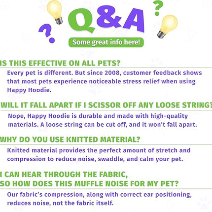 Happy Hoodie The Original Dog & Cat Calming Band - American Brand - Anxiety Relief/Noise Protection - Grooming - Thunder - Fireworks (Large, Black) - Since 2008
