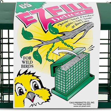 C&S EZ Fill Deluxe Suet and Snak Feeder with Roof & Platform, Suet Feeder for Wild Birds, Holds one 56 Ounce Suet Cake