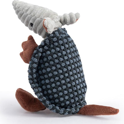 Hollypet Plush Dog Squeaky Toy Stuffed Armadillo Animal Pet Puppy Chew Toys with Clean Teeth for Small Medium Large All Breed Sizes Dogs, Dark Gray and Light Gray,8 in