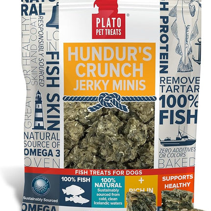 PLATO Hundur's Crunch Jerky Minis 10oz, Natural (859554001397)