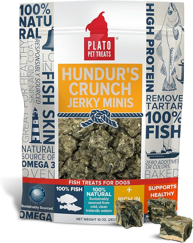 PLATO Hundur's Crunch Jerky Minis 10oz, Natural (859554001397)