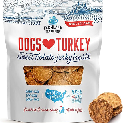Farmland Traditions Filler Free Dogs Love Turkey & Sweet Potato Premium Jerky Treats for Dogs, 3 Pound Bag