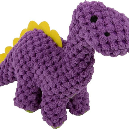 goDog Checkers Just for Me Dinos Bruto Squeaky Plush Dog Toy, Chew Guard Technology - Purple, Mini