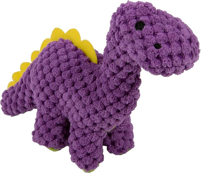 goDog Checkers Just for Me Dinos Bruto Squeaky Plush Dog Toy, Chew Guard Technology - Purple, Mini