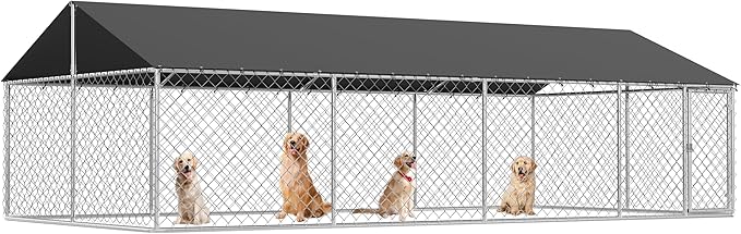 236"x 118" Outdoor Dog Enclosure Heavy Duty Dog Kennel House Mesh Dog Big Cage Pet Kennel Steel Fence with Secure Lock