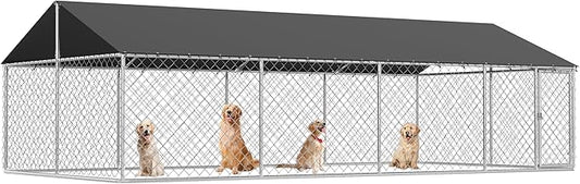 236"x 118" Outdoor Dog Enclosure Heavy Duty Dog Kennel House Mesh Dog Big Cage Pet Kennel Steel Fence with Secure Lock