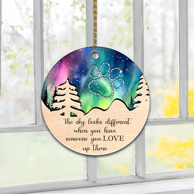 Hyturtle Pet Memorial Suncatcher Gifts for Loss of Dog Cat - Pet Loss Suncatcher - Dog Memorial Gifts for Loss of Dog, Dog Cat Memorial Ornament Loss of Pet Sympathy Gift - Pet Passing Away Gifts