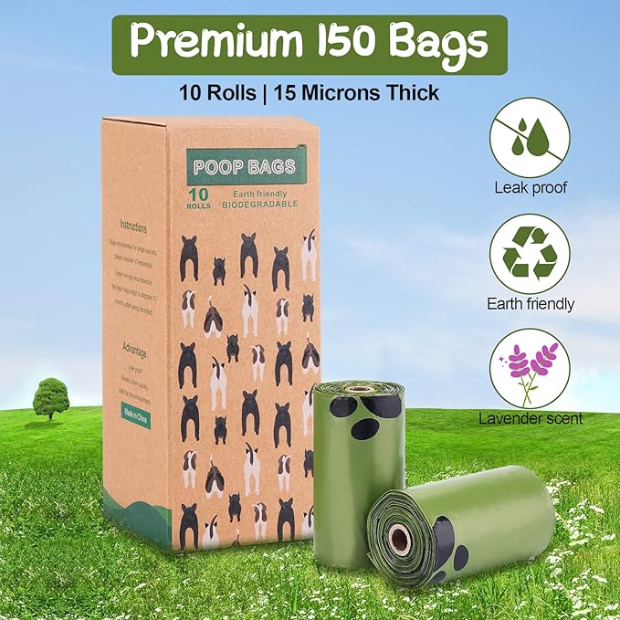Ownpets Ultra Thick Lavender-Scented Dog Waste Bags, Leak-proof Large Pet Poop Bags for Dogs, 150 Count