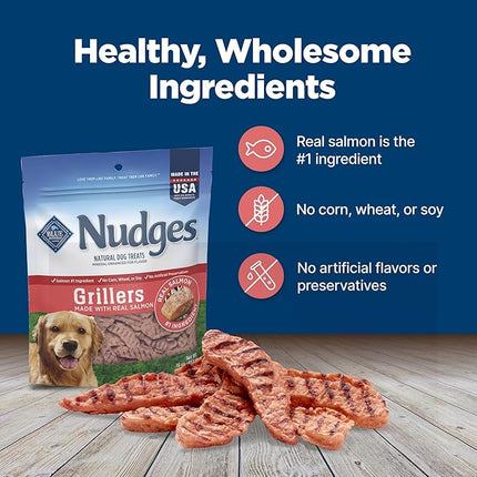 Blue Buffalo Nudges Grillers Natural Dog Treats, Made in The USA with Real Salmon, 16-oz. Bag