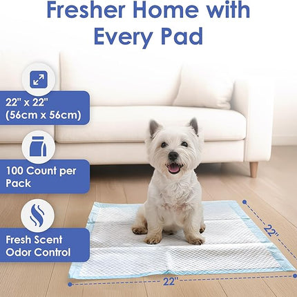 American Kennel Club Scented Puppy Training Pads with Ultra Absorbent Quick Dry Gel – 22 x 22 Pee Pads for Dogs - Fresh Scented - Pack of 100