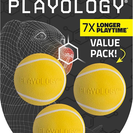 Playology Dog Toys | Squeaky Chew Ball - Bouncy Durable Floating Fetch Ball for Dogs, Value 3-Pack | Small Chicken Scented Toy - Easy to Clean and Made from Non Toxic Materials