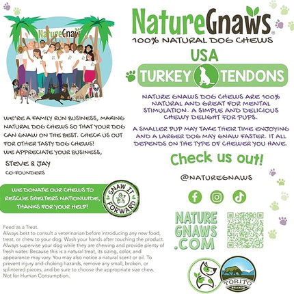Nature Gnaws USA Turkey Tendons for Dogs (4oz) - Delicious Grain Free Reward Snack for Small, Medium & Large Breeds - Premium Natural Dog Chew Treats