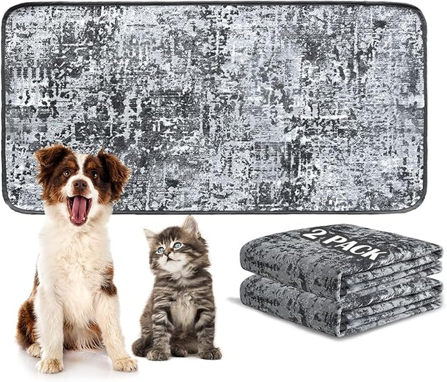 Qeils Washable Pee Pads for Dogs, 2 Pack Reusable Puppy Pads 24"x48" Super Absorbent Leakproof Dog Training Pads, Non-Slip Potty Pads for Gallery, Floor, Couch, Litter Mat Pet Essentials