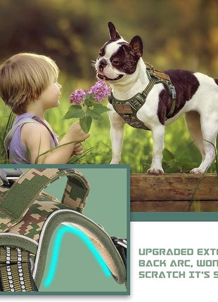 BUMBIN Tactical Dog Harness for Medium Dogs No Pull, Famous TIK Tok No Pull Dog Harness, Fit Smart Reflective Pet Walking Harness for Training, Adjustable Dog Vest Harness with Handle Forest Camo M