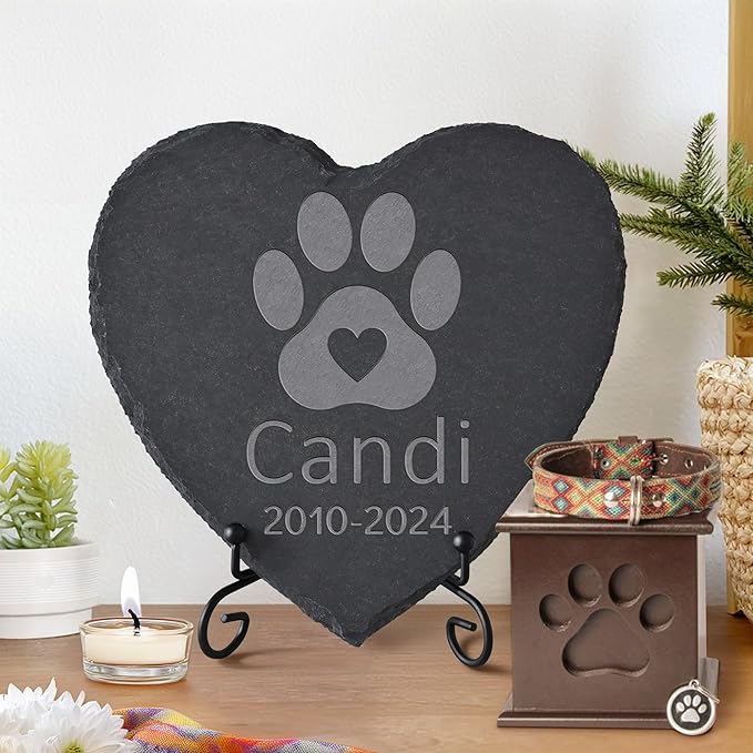 Personalized Pet Memorial Stone, Dog Memorial Gifts for Loss of Dog, Pet Loss Gifts, Pet Memorial, Loss of Dog Sympathy Gift, Dog Remembrance Gift, Pet Bereavement Gifts - Paw Print with Heart