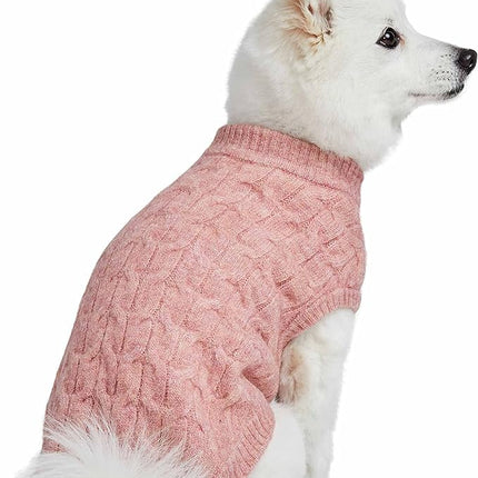 Blueberry Pet Classic Knit Dog Sweater, Pullover Crew-Neck in Rainbow Pink Pullover for Girl Dogs, Fall & Winter Style, Back Length 18”