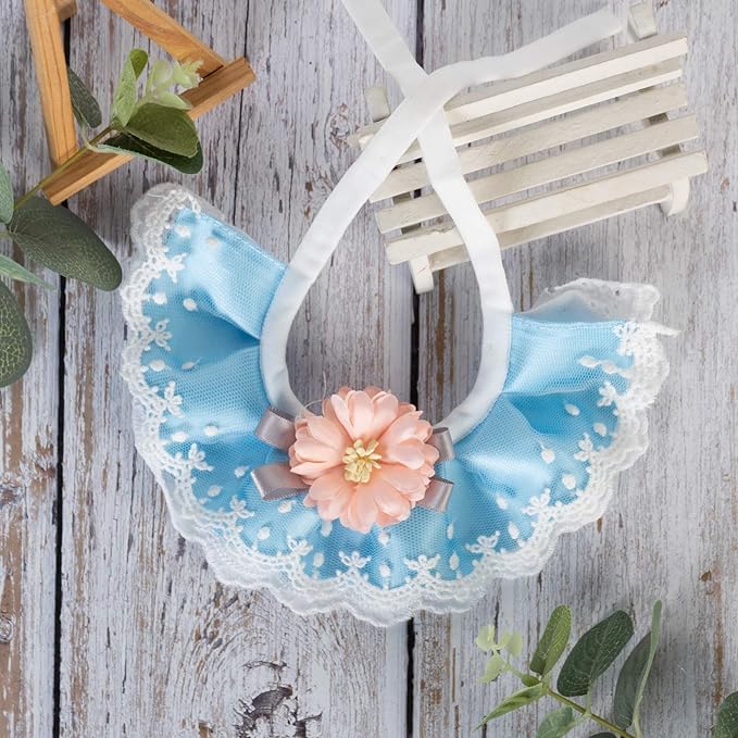 2PCS Dog Cat Collar Flower Bow Lace Pet Bib Cute Scarfs Necklace Neck Strap for Pet Costume Supplies