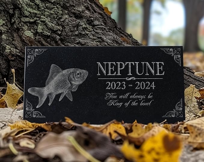 Your Image Pet Memorial Stone: Custom Pet Granite Marker | Dog and Cat Grave Stone | Tribute for Rabbit | Water Proof Outdoor Tombstone Gravestone | RIP Urn Memorial | Pet Bereavement