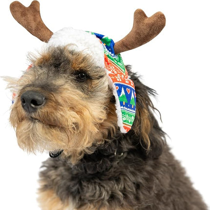 Huxley & Kent Pet Hat | Ugly Sweater Antler (Medium) | Fun Christmas Holiday Hat for Dogs/Cats | Cute, Comfortable and Fun | SnugFit Strings for Best Fit