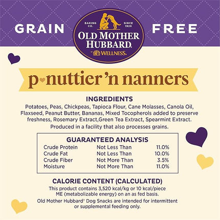Old Mother Hubbard Wellness P-Nuttier 'N Nanners Dog Biscuits, Natural, Training Treats, Peanut Butter & Banana Flavor, Mini Size, (16 Ounce Bag)