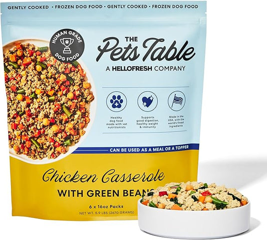 The Pets Table Human-Grade Chicken Casserole Fresh Dog Food, Dog Food Topper or Complete Meal, 6 Count of 16-oz Pouches, 5.9lbs