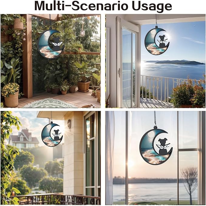 Dog Memorial Sun Catcher with Sympathy Cards, Loss of A Dog Sympathy Gift, Personalized Pet Memorial Gifts, Pet Remembrance Ornaments for Window Hanging - Moonlight