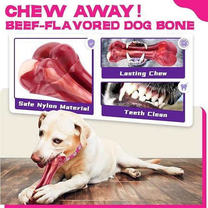 Zeaxuie 12 Pack Long-Lasting Heavy Various Dog Chew Toys Pack for Aggressive Chewers-Includes Large Rope Toys,Squeaky Toys & Indestructible Chew Bone for Medium,Large & X-Large Female Dogs