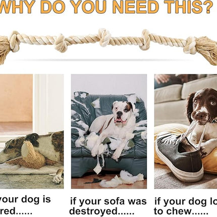 Fida Dog Rope Toys for Large/Medium Aggressive Chewers, Tough Cotton Chew Toy, 3 Feet 5 Knots Indestructible, Tug of War Dog Pull Rope Teeth Cleaning