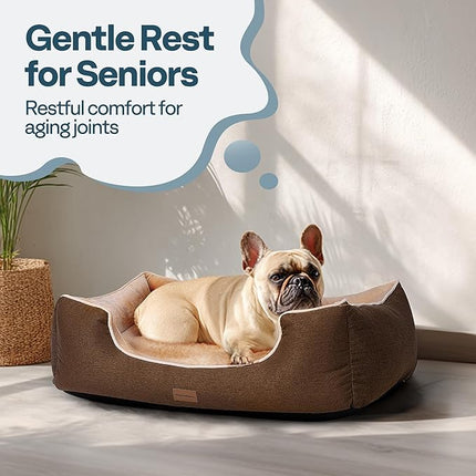Large Orthopedic Dog Bed 28" Washable with Removable Cover, Waterproof & Non-Slip Base, Year-Round Comfort with Cooling/Warming, Dual-Layer Interior Padding for Support and Softness, Brown