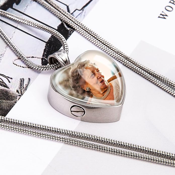 Farfume Personalized Pet Urn Necklace for Dog Cat Ashes Cremation Pet Memorial Customized Photo Text Engraving Pendant Keepsake Funeral Jewelry