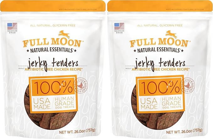 Full Moon Chicken Jerky Tenders Healthy All Natural Dog Treats Human Grade Made in USA 26 oz (Pack of 2)