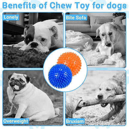 Dog Balls 4.5" Squeaky Dogs Ball for Large Spikey Dog Ball for Aggressive Chewers Heavy Duty Teething Medium Durable Dogs Balls (2 Pack)