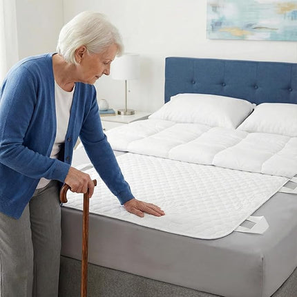 RMS Ultra Soft 4-Layer Washable and Reusable Incontinence Bed Pad - Waterproof Bed Pads with 4 Convenient Handles to Assist in Home Health Care, 34X54 Inch