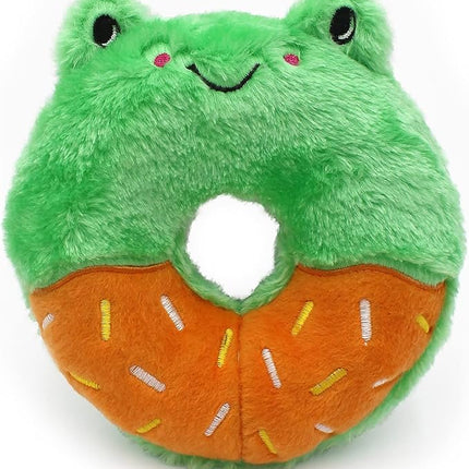 ZippyPaws - Donutz Buddies - Frog Pet Donut Toys for Dogs with Embroidered Sprinkles, Soft, No Stuffing, Durable Large Breed Dog & Puppy Toys with Squeaker