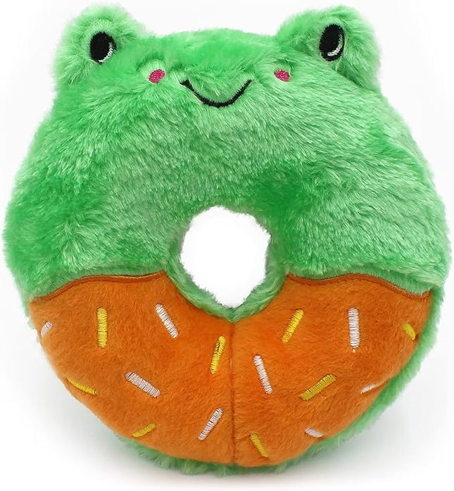 ZippyPaws - Donutz Buddies - Frog Pet Donut Toys for Dogs with Embroidered Sprinkles, Soft, No Stuffing, Durable Large Breed Dog & Puppy Toys with Squeaker