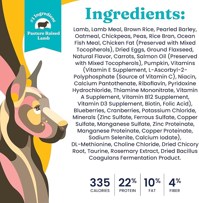 Solid Gold, Hund-N-Flocken, Dog Food Dry with Lamb, Rice and Omega 3 Fish Oil for Dogs, Probiotics, 24 LB