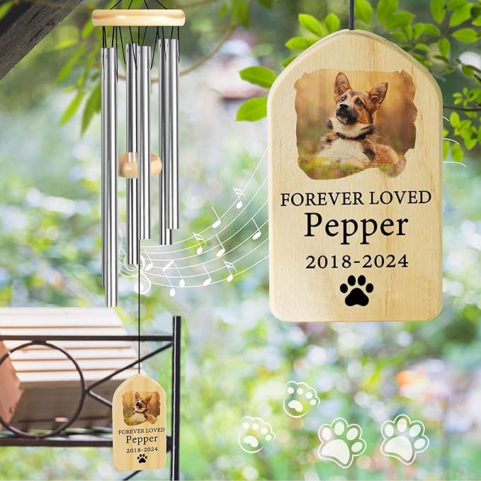 Pet Memorial Gifts, Personalized Pet Memorial Wind Chimes, Pet Loss Gifts, Dog Memorial Gifts for Loss of Dog, Pet Loss Sympathy Gift, Pet Remembrance Gift, in Memory of Pet - Forever Loved