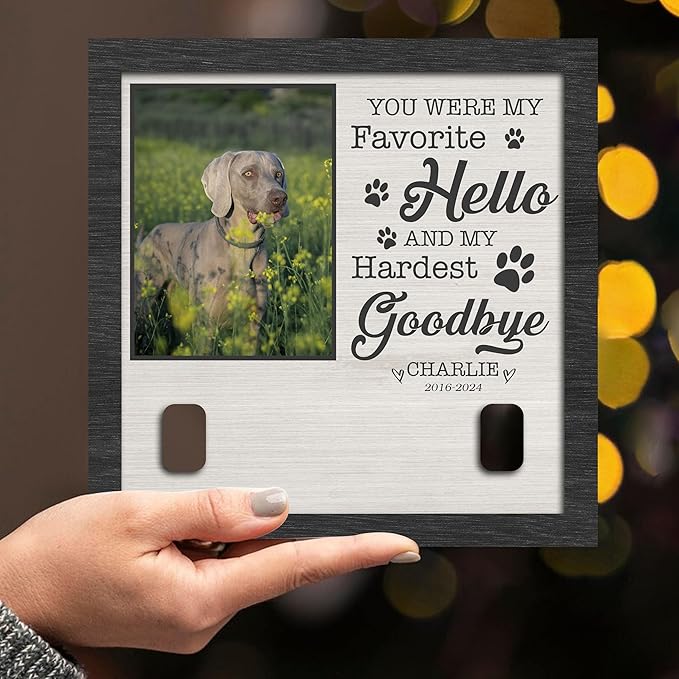 Nazenti Dog Collar Keepsake Frame, Pet Loss Gift, Memorial Sympathy Gifts for Loss of Dog, Passing Away Sympathy Picture Frame, Cat Loss Gift, Rainbow Bridge Pet Memorial Gifts, Custom Collar Frame