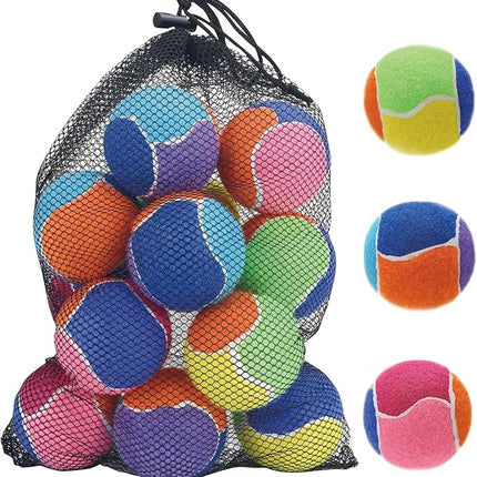 AMA SPORT Squeaky Balls for Dogs 2.5" Small Medium Dog Tennis Balls for Throwing and Fetching Dog Toys for Training, Exercise, High Bouncing 12 Pack Multicolor
