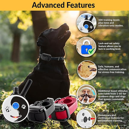 Educator E-Collar Dog Training Collar, Rechargeable Remote + Finger Clicker, for Small to Medium Dogs, Humane Tapping Stimulation, 100 Levels, Tone, Light, 1/2 Mile 2 Dogs, Zen